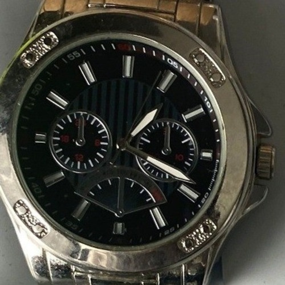 FMD Men's Watch FMDPU029 IF173 Silver Tone Case Black Dial Japan Movt
